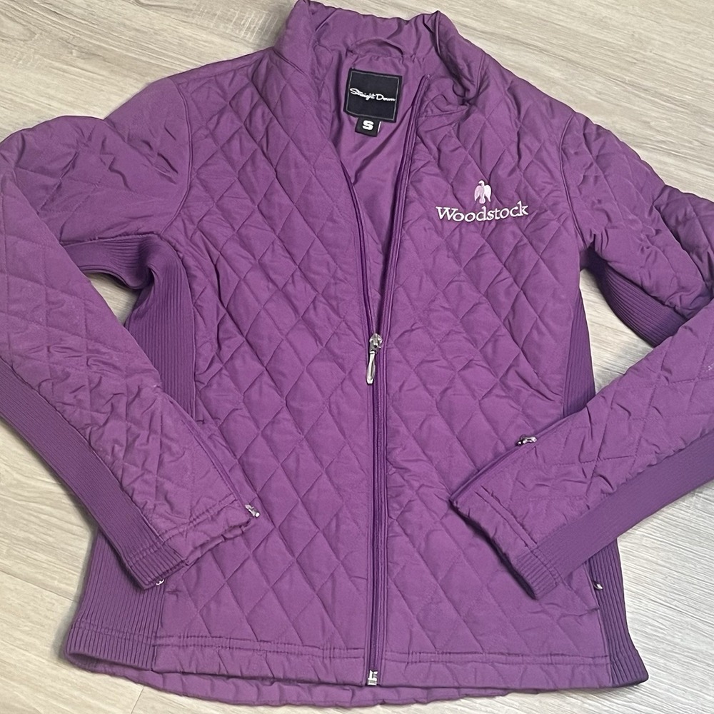 Straight Down Womens Jacket Purple‎  Quilted Full Zip Golf Embroidered Sz Small